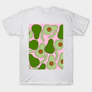 Avocado Pattern on Pink T-Shirt